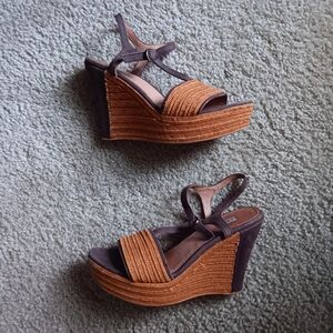 UGG Fitchie Espadrille Strappy Platform Wedges Brown Tan 6.5 shoes